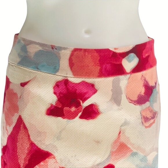 LOFT ANN TAYLOR Skirt Cotton Floral Pencil Skirt With Back Zipper Closure Knee L - Picture 4 of 10
